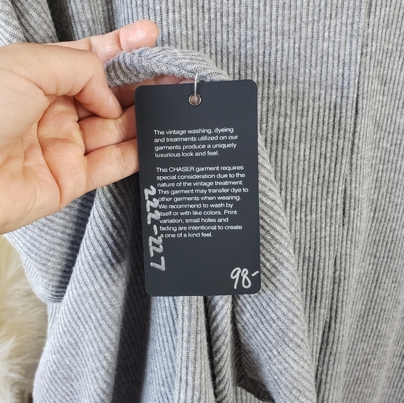 NWT Chaser Ribbed Oversized T-Shirt Poncho Gray Medium Large - Picture 5 of 10